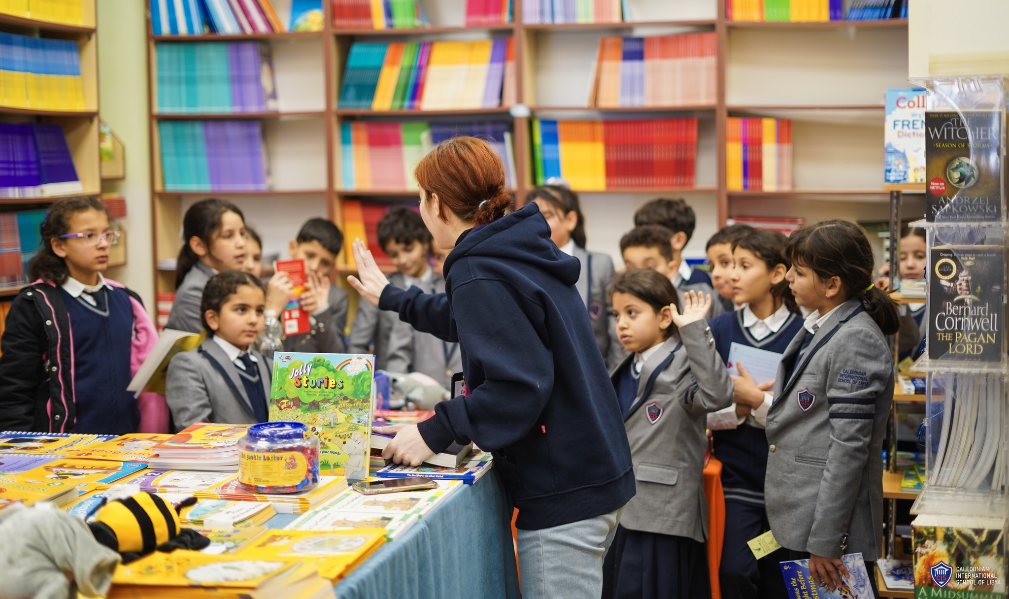 Students in the school library